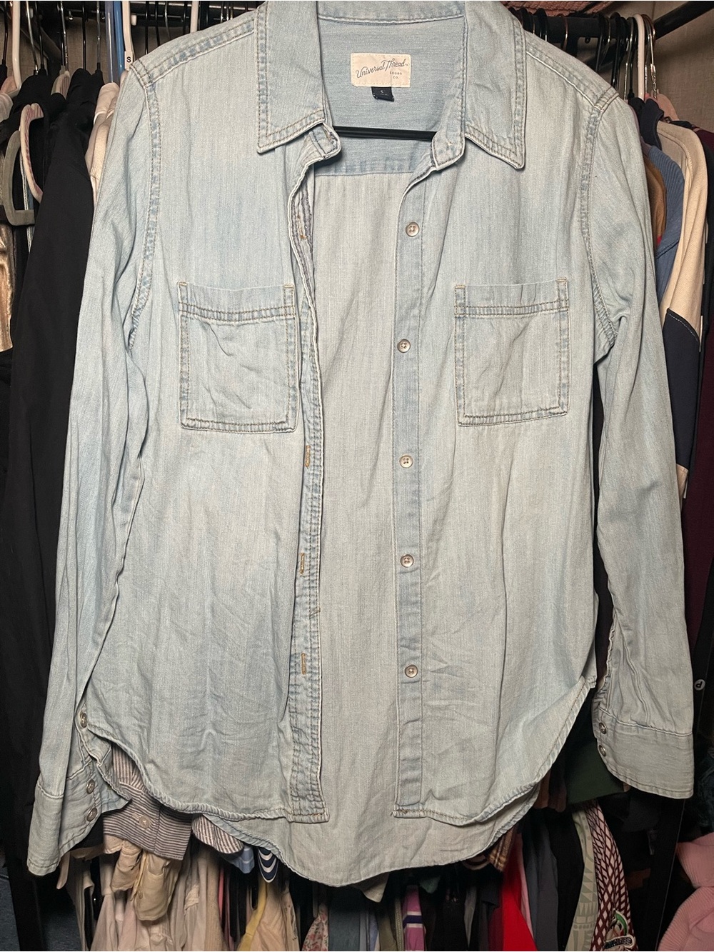 Universal Thread Light Blue Denim Button-Down Shirt